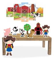 Kit Display Festa Fazendinha Menina Cabelo Preto + Quadro