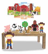 Kit Display Festa Fazendinha Menino Cabelo Loiro + Quadro Decorativo Mosaico