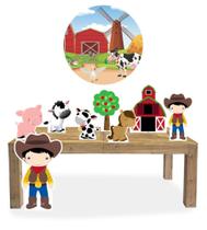 Kit Display Festa Fazendinha Menino Cabelo Preto + Painel Kit Display Festa Fazendinha Menino Cabelo Preto + Painel