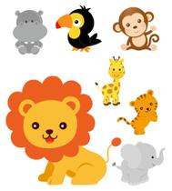 kit Display festa Mdf Safari 1 Totem chão e 6 Displays 22cm kit Display festa Mdf Safari 1 Totem chão e 6 Displays 22cm