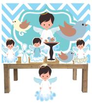 Kit Display Mdf Batizado Anjinho 7 Peças+Painel Grande