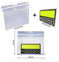 KIT Display Porta Etiqueta de Preço 5,5x5,0 cm + Etiqueta Reutilizável 4,0x2,0 cm - 100 Peças