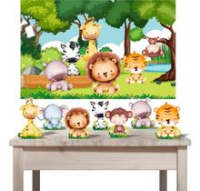Kit Displays De Mesa + Painel De Festa Zoo Safari Baby Kit Displays De Mesa + Painel De Festa Zoo Safari Baby