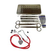 Kit dissecação + estetóscopio medicina veterinária vermelho