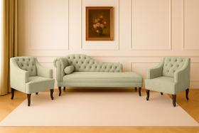 Kit Divã Cancun 185cm Direito com 2 Poltronas Genesis Bege Kit Divã Cancun 185cm Direito com 2 Poltronas Genesis Bege