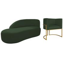Kit Divã Luna 140cm Lado Esquerdo e 01 Poltrona Base de Ferro Dourado Linho Kit Divã Luna 140cm Lado Esquerdo e 01 Poltrona Base de Ferro Dourado Linho