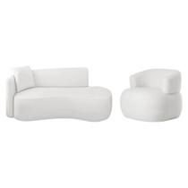 Kit Divã Recamier 150cm e Poltrona Luxo Suíça Lado Direito Bouclé