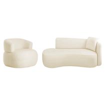 Kit Divã Recamier 150cm e Poltrona Luxo Suíça Lado Esquerdo Bouclé Kit Divã Recamier 150cm e Poltrona Luxo Suíça Lado Esquerdo Bouclé