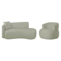 Kit Divã Recamier 180cm e Poltrona Luxo Suíça Lado Direito Bouclé