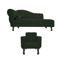 Kit Diva Recamier Diana 120cm Lado Direito e 1 Poltrona Classic Linho - ADJ Decor
