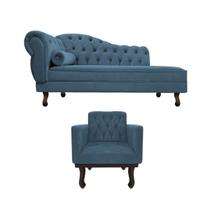 Kit Diva Recamier Diana 120cm Lado Direito e 1 Poltrona Classic Linho - Amarena Móveis