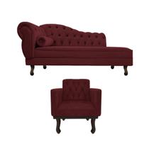 Kit Diva Recamier Diana 120cm Lado Direito e 1 Poltrona Classic Suede - ADJ Decor