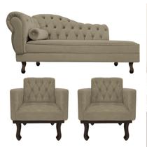 Kit Diva Recamier Diana 120cm Lado Direito e 2 Poltronas Classic Suede - ADJ Decor