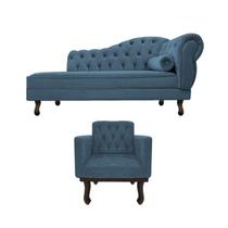 Kit Diva Recamier Diana 120cm Lado Esquerdo e 1 Poltrona Classic Linho - Doce Sonho Móveis