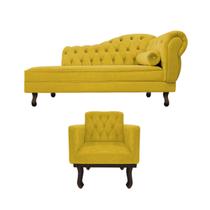 Kit Diva Recamier Diana 120cm Lado Esquerdo e 1 Poltrona Classic Suede - ADJ Decor