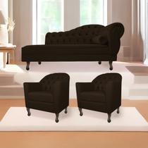 Kit Diva Recamier Diana 130cm Lado Esquerdo e 02 Poltronas Julia Corano - ADJ Decor