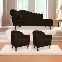 Kit Diva Recamier Diana 140cm Lado Direito e 02 Poltronas Julia Corano - ADJ Decor
