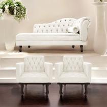 Kit Diva Recamier Diana 160cm Lado Esquerdo e 02 Poltronas Classic Corano - Doce Sonho Móveis