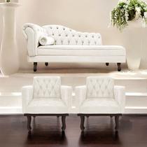 Kit Diva Recamier Diana 185cm Lado Direito e 02 Poltronas Classic Corano - Doce Sonho Móveis