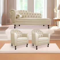 Kit Diva Recamier Diana 185cm Lado Direito e 02 Poltronas Julia Corano - Doce Sonho Móveis