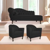 Kit Diva Recamier Diana 185cm Lado Direito e 02 Poltronas Julia Corano - Doce Sonho Móveis