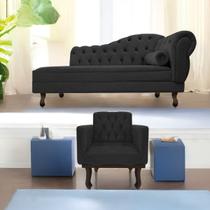 Kit Diva Recamier Diana 185cm Lado Esquerdo e 01 Poltrona Classic Linho - ADJ Decor