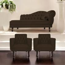 Kit Diva Recamier Diana 185cm Lado Esquerdo e 02 Poltronas Classic Corano - Amarena Móveis