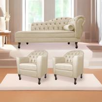 Kit Diva Recamier Diana 185cm Lado Esquerdo e 02 Poltronas Julia Corano - Doce Sonho Móveis