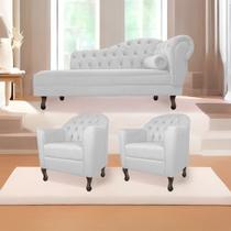 Kit Diva Recamier Diana 185cm Lado Esquerdo e 02 Poltronas Julia Suede - Amarena Móveis