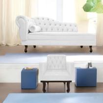 Kit Diva Recamier Juliana 185cm Lado Direito e 01 Poltrona Classic Corano Branco - Amarena Móveis