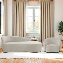 Kit Divã Recamier Orgânico França 160cm Lado Direito e Poltrona Amore Linho