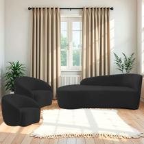 Kit Divã Recamier Orgânico França 160cm Lado Esquerdo e 2 Poltronas Amore Bouclé