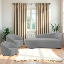 Kit Divã Recamier Orgânico França 160cm Lado Esquerdo e 2 Poltronas Amore Bouclé Kit Divã Recamier Orgânico França 160cm Lado Esquerdo e 2 Poltronas Amore Bouclé