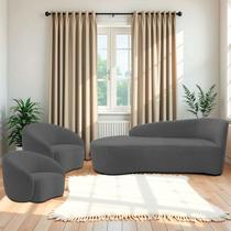 Kit Divã Recamier Orgânico França 160cm Lado Esquerdo e 2 Poltronas Amore Linho