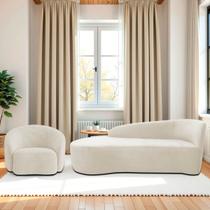 Kit Divã Recamier Orgânico França 160cm Lado Esquerdo e Poltrona Amore Bouclé