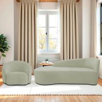 Kit Divã Recamier Orgânico França 160cm Lado Esquerdo e Poltrona Amore Bouclé
