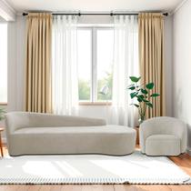 Kit Divã Recamier Orgânico França 180cm Lado Direito e Poltrona Amore Linho