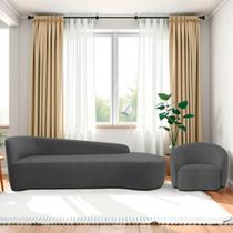 Kit Divã Recamier Orgânico França 180cm Lado Direito e Poltrona Amore Linho