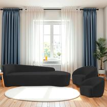 Kit Divã Recamier Orgânico França 200cm Lado Direito e 2 Poltronas Amore Bouclé Kit Divã Recamier Orgânico França 200cm Lado Direito e 2 Poltronas Amore Bouclé