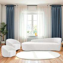 Kit Divã Recamier Orgânico França 220cm Lado Esquerdo e 2 Poltronas Amore Bouclé