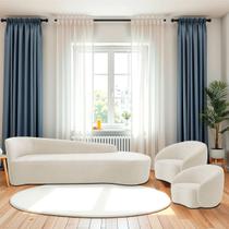 Kit Divã Recamier Orgânico França 250cm Lado Direito e 2 Poltronas Amore Bouclé