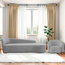 Kit Divã Recamier Orgânico França 250cm Lado Direito e Poltrona Amore Linho