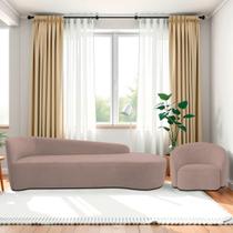 Kit Divã Recamier Orgânico França 250cm Lado Direito e Poltrona Amore Linho