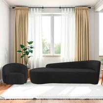 Kit Divã Recamier Orgânico França 250cm Lado Esquerdo e Poltrona Amore Bouclé Kit Divã Recamier Orgânico França 250cm Lado Esquerdo e Poltrona Amore Bouclé