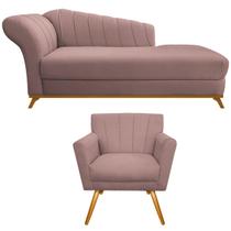 Kit Diva Recamier Vanessa 140cm Lado Direito e 01 Poltrona Laura Linho