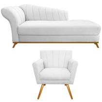 Kit Diva Recamier Vanessa 160cm Lado Direito e 01 Poltrona Laura Suede