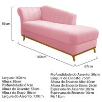 Kit Diva Recamier Vanessa 160cm Lado Direito e 01 Poltrona Laura Suede