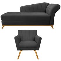 Kit Diva Recamier Vanessa 160cm Lado Esquerdo e 01 Poltrona Laura Linho