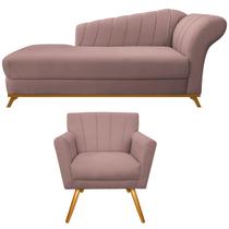 Kit Diva Recamier Vanessa 160cm Lado Esquerdo e 01 Poltrona Laura Linho