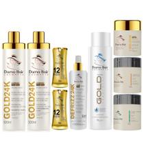 Kit Diva Tratamento Capilar Profissional Gold Dama Hair Fios sedosos, Brilhantes e com um Liso Impecável 9 Produtos